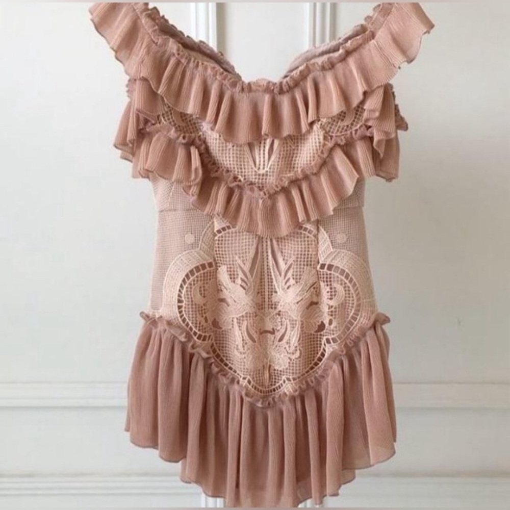 Alice Mccall Love Birds Dress Mauve/ Pink Lace mini dress XXS/ XS